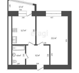1-к квартира, вторичка, 47м2, 2/14 этаж