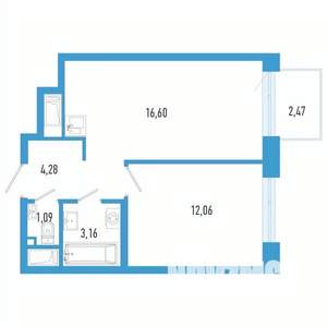 1-к квартира, вторичка, 38м2, 4/26 этаж