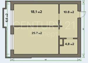 1-к квартира, вторичка, 66м2, 4/5 этаж