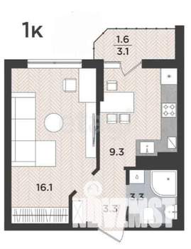 1-к квартира, вторичка, 39м2, 8/9 этаж