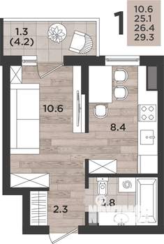 1-к квартира, вторичка, 26м2, 5/14 этаж