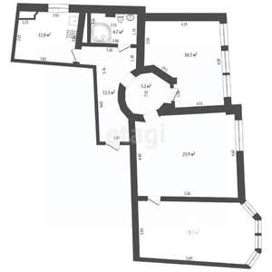 3-к квартира, вторичка, 93м2, 2/4 этаж