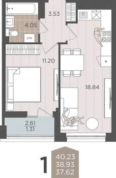 Студия квартира, вторичка, 39м2, 8/9 этаж