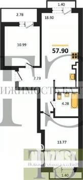 2-к квартира, вторичка, 58м2, 9/9 этаж