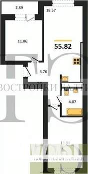 2-к квартира, вторичка, 56м2, 4/9 этаж