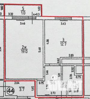 1-к квартира, вторичка, 41м2, 4/9 этаж