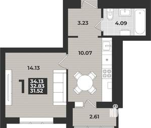 1-к квартира, вторичка, 34м2, 8/9 этаж