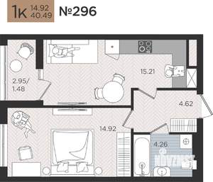 1-к квартира, вторичка, 40м2, 3/10 этаж