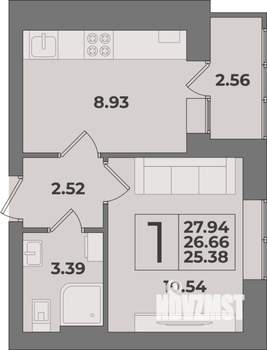 1-к квартира, вторичка, 28м2, 1/9 этаж