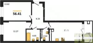 2-к квартира, вторичка, 56м2, 9/9 этаж
