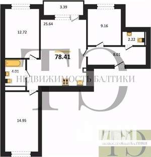 3-к квартира, вторичка, 78м2, 4/9 этаж