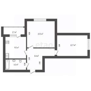 2-к квартира, вторичка, 53м2, 2/8 этаж