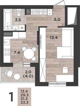 1-к квартира, вторичка, 31м2, 12/12 этаж