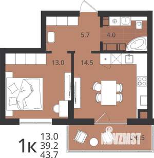 1-к квартира, вторичка, 39м2, 8/9 этаж