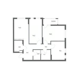 3-к квартира, строящийся дом, 79м2, 11/18 этаж