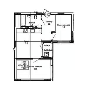 2-к квартира, вторичка, 51м2, 7/9 этаж
