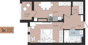 1-к квартира, вторичка, 42м2, 10/10 этаж