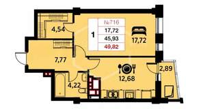 1-к квартира, вторичка, 49м2, 10/25 этаж