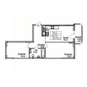 2-к квартира, строящийся дом, 60м2, 7/9 этаж
