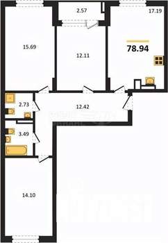2-к квартира, вторичка, 57м2, 2/9 этаж