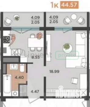 1-к квартира, вторичка, 44м2, 9/10 этаж