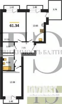2-к квартира, вторичка, 61м2, 9/9 этаж