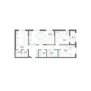 3-к квартира, вторичка, 89м2, 8/8 этаж