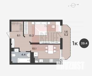 1-к квартира, сданный дом, 39м2, 8/9 этаж