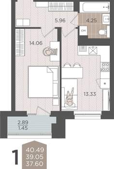 Студия квартира, вторичка, 39м2, 8/9 этаж