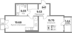 1-к квартира, вторичка, 52м2, 10/10 этаж
