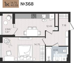 1-к квартира, вторичка, 40м2, 5/10 этаж