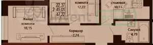 2-к квартира, вторичка, 47м2, 7/10 этаж
