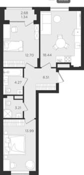 Студия квартира, вторичка, 62м2, 1/9 этаж