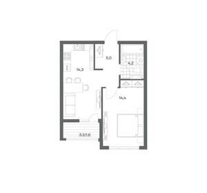 1-к квартира, строящийся дом, 40м2, 17/18 этаж