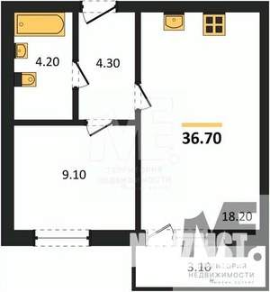 1-к квартира, вторичка, 37м2, 3/8 этаж