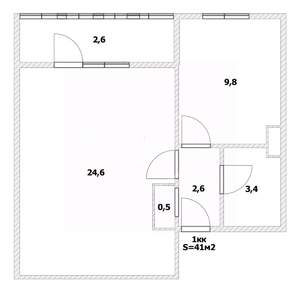 1-к квартира, вторичка, 41м2, 4/8 этаж