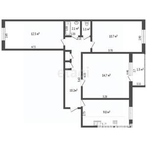 3-к квартира, вторичка, 62м2, 4/9 этаж