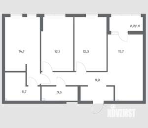 3-к квартира, строящийся дом, 76м2, 2/18 этаж