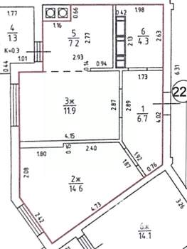2-к квартира, вторичка, 45м2, 16/16 этаж
