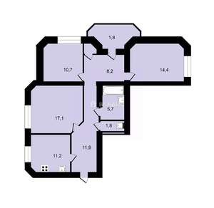 3-к квартира, вторичка, 86м2, 9/15 этаж