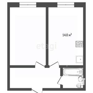 1-к квартира, вторичка, 39м2, 2/4 этаж