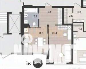 1-к квартира, вторичка, 41м2, 1/9 этаж