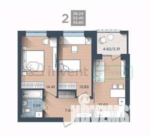 2-к квартира, вторичка, 56м2, 2/4 этаж