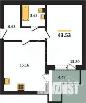 1-к квартира, вторичка, 44м2, 3/9 этаж