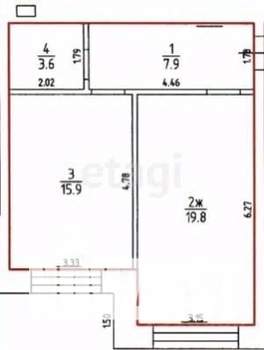 1-к квартира, вторичка, 47м2, 1/10 этаж
