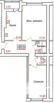 2-к квартира, вторичка, 54м2, 3/10 этаж