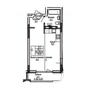Студия квартира, вторичка, 33м2, 7/9 этаж