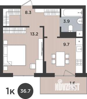 1-к квартира, вторичка, 37м2, 9/9 этаж