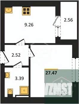 1-к квартира, вторичка, 27м2, 5/9 этаж