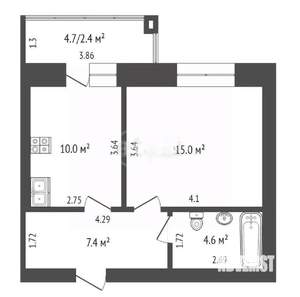 1-к квартира, вторичка, 40м2, 2/9 этаж